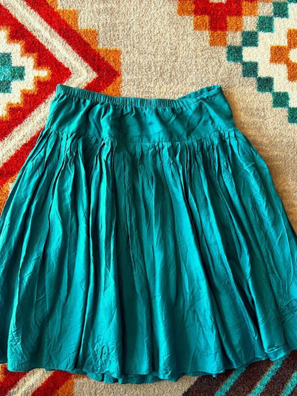 Anthropologie Odille Teal 100% Silk Skirt – XS